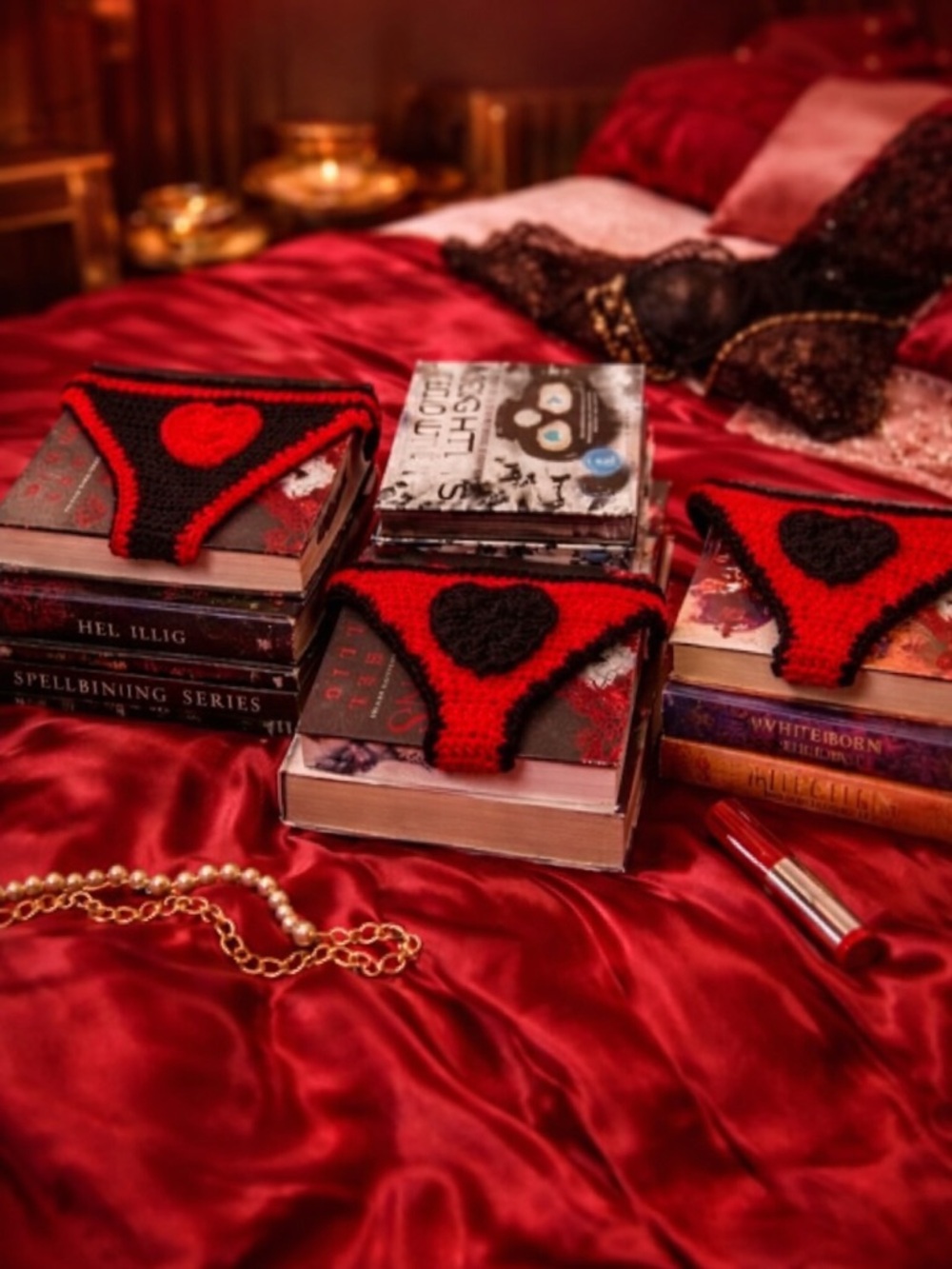 Handmade Crochet Heart Panties Bookmark Hardcover